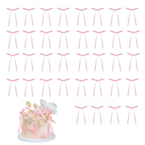 36 Stück Schleifen Für Torte, Tortendeko Schleife, Schleifen Deko Geburtstag, Rosa Schleifen, Torten Deko, Schleifen Rosa Deko für Valentinstag Geburtstag Party Tortendeko (Rosa) von ARROMI