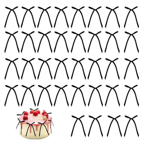 36 Stück Schleifen Für Torte, Tortendeko Schleife, Schleifen Deko Geburtstag, Schwarze Schleifen, Torten Deko, Schleifen Schwarze Deko Für Valentinstag Geburtstag Party Tortendeko (Schwarz) von ARROMI