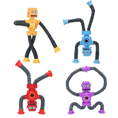 4 Stück Saugnapf Roboter Spielzeug für Kinder, Sensorik Anti-Stress Fidget Toys, Lustiges Pädagogisches Stressabbau-Spielzeug 4 Stück Saugnapf Roboter Spielzeug für Kinder, Sensorik Anti-Stress Fidget Toys, Lustiges Pädagogisches Stressabbau-Spielzeug von ARROMI
