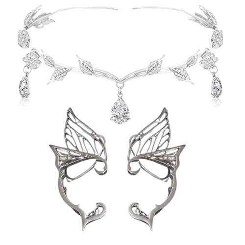 Elfenohren für Erwachsene, Elfenohren, Feenkrone, Kopfschmuck, Fantasy-Cosplay-Zubehör für Renaissance-Messe, Halloween-Party, Hochzeit, Veranstaltungen, Party, Live-Streaming-Requisiten, 2 Stück Elfenohren für Erwachsene, Elfenohren, Feenkrone, Kopfschmuck, Fantasy-Cosplay-Zubehör für Renaissance-Messe, Halloween-Party, Hochzeit, Veranstaltungen, Party, Live-Streaming-Requisiten, 2 Stück von ARROMI