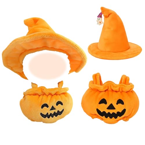 Gelbes Halloween-Kürbis-Kostüm-Set, festliches Dress-Up-Outfit für saisonale Feiern, komplettes Puppen-Kleidungszubehör perfekt für Urlaubsspaß und Mottopartys von ARROMI
