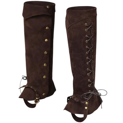 Pirate Stiefelstulpen Vintage Mittelalterliche Stiefelüberzieher Herren Piratenkostüm Beinwickel Wildlederimitat Steampunk Stiefelüberzug Piraten Accessoires für Halloween/Karneval/Cosplay (Brown) Pirate Stiefelstulpen Vintage Mittelalterliche Stiefelüberzieher Herren Piratenkostüm Beinwickel Wildlederimitat Steampunk Stiefelüberzug Piraten Accessoires für Halloween/Karneval/Cosplay (Brown) von ARSBORUI
