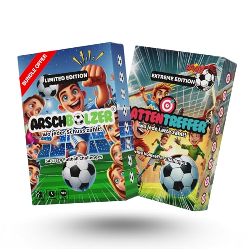 ARSCHBOLZER DOPPEL-Pack LATTENTREFFER® – 2er-Set Fußball-Challenges für Kinder & Jugendliche | Outdoor-Kartenspiel für Bewegung & Spaß von ARSCHBOLZER