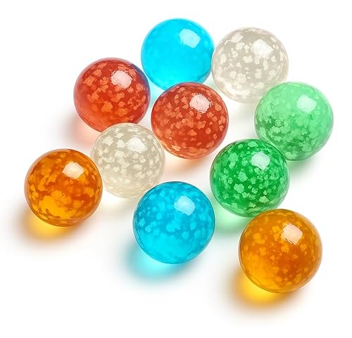 ARSUK 10pcs Large Handmade Flowerish Style Glow in The Dark Punktierte Glasmurmeln, Schutz vor Beschädigungen, Sportspielzeug & Outdoor (10 Stück im Dunkeln leuchtende Murmeln) von ARSUK