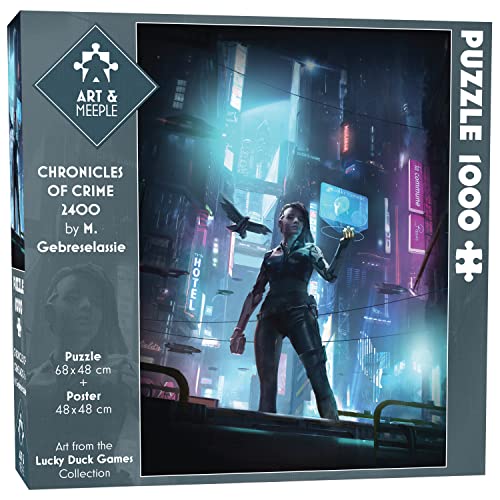 ART&Meeple AMCOC2400_01 Science-Fiction, Femme détective, Corbeau, High Tech, Enquête 1000 Teile, Puzzle 68x48cm + Poster 48x48 cm von ART&Meeple