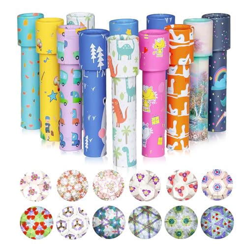 ARTGHJL 12 PCS Klassisches Kaleidoskope, Kaleidoskop Kinder, Vintage Retro-Kaleidoskope Lernspielzeug für Kindergeburtstag, Neujahr, Weihnachten, Vorratsfüller, Schule, Klassenzimmer, Zufällige Farben von ARTGHJL