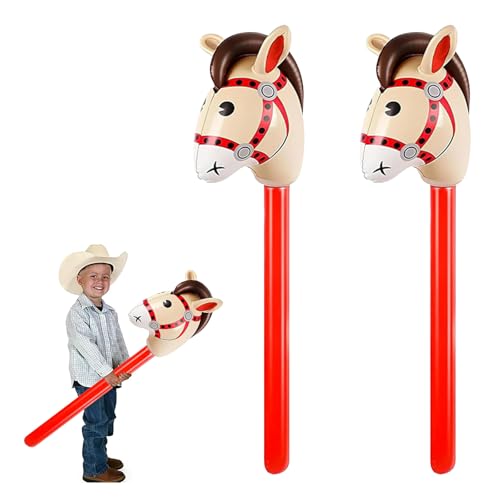 ARTGUTS 2 Stück Hobby Horse, Kinder Steckenpferd, Stockpferd Aufblasbaren, Hobby Horsing,Aufblasbares Stabpferd Party Props, Horsing Pferd Pferdekopf für Kinder (Rote) von ARTGUTS