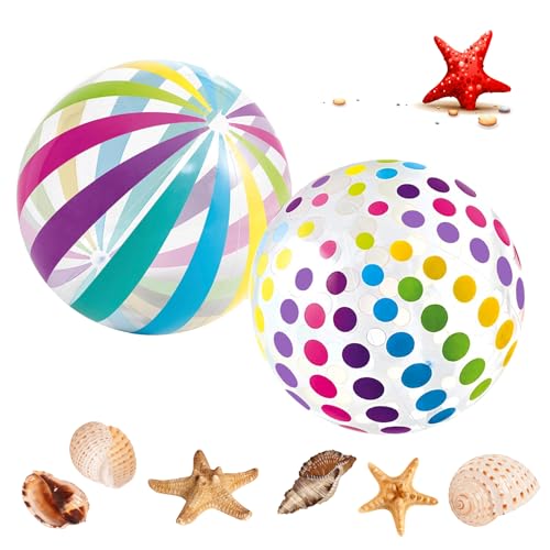 ARTGUTS 2Pcs Wasserball, 40 cm Regenbogen Strand Bälle, Wasserball Aufblasbar, Aufblasbarer Ball, Aufblasbare Schwimmbad Spielzeug, Ideal fürs Schwimmbad, Strand und Pool von ARTGUTS