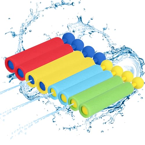 ARTGUTS 8 Stück Wasserpistole Kinder, Wasserpistole Schaumstoff Kinder, Bunte Spritzpistole Wasserspritze, Pool Strandspielzeug, Wasserblaster für Pool Strand Outdoor(21.5cm) von ARTGUTS