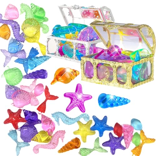 ARTGUTS Tauchjuwelen Edelsteine für Kinder,36 Ozean Bunte Diamanten und 2 Gold Silber Schatzkiste, Ozean Thema Edelsteinen aus Kunststoff Spielzeug für Poolpartys, Strandspiele, Schatzsuchen ARTGUTS Tauchjuwelen Edelsteine für Kinder,36 Ozean Bunte Diamanten und 2 Gold Silber Schatzkiste, Ozean Thema Edelsteinen aus Kunststoff Spielzeug für Poolpartys, Strandspiele, Schatzsuchen von ARTGUTS