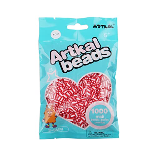 Artkal® Midi 5 mm Bügelperlen Beads / 1000 Stück / SD07 Gestreift Red-White von ARTKAL