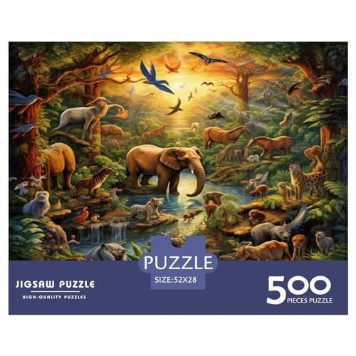 Dschungel-Tiere Puzzles 500 Teile Puzzle Kinder Lernspiel 500 Stück Puzzles Puzzles Für Erwachsene Teenager Stress Abbauen Familien-Puzzlespiel Puzzle-Geschenk Ab 14 Jahren von ARTSDIYS