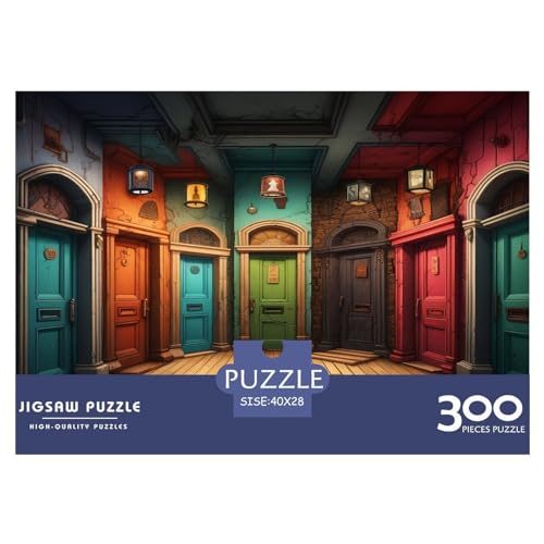 Seltsame farbige Türen Puzzles 300 Teile Puzzle Kinder Lernspiel 300 Stück Puzzle Puzzle Für Erwachsene Stress Abbauen Familien-Puzzlespiel Puzzle-Geschenk Ab 14 Jahren von ARTSDIYS