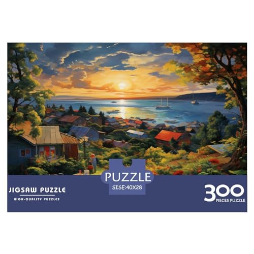 Sonnenuntergang über Hafen Puzzles 300 Teile Klassische Puzzles 300 Stück Puzzle Erwachsene Puzzles Geschicklichkeitsspiel Für Die Ganze Familie Raumdekoration Ab 14 Jahren von ARTSDIYS