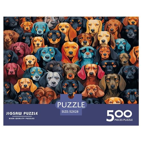 Welpen Puzzles 500 Teile Puzzle Farbenfrohes 500 Stück Puzzles Erwachsene Puzzles Stress Abbauen Familien-Puzzlespiel Raumdekoration Ab 14 Jahren von ARTSDIYS