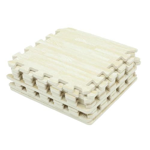 ARTSEWPLY 10 Stück Teiliges Eva Schaumstoff Spielmatten mit Holzmaserung rutschfest Schadstofffrei Abwaschbar Kindersichere Krabbelmatte für Wohnzimmer und Schlafzimmer von ARTSEWPLY