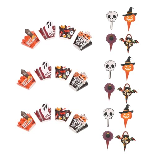 ARTSEWPLY 2 Sätze Halloween Cupcake Deko mit Papier Muffin Förmchen und Toppers Standardgröße Halloween Kürbis Spinne Muster Schnelle Party Deko für Shower und Fest von ARTSEWPLY