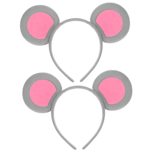 ARTSEWPLY 2 Stck. Niedliches Mausohren Stirnband Teilig Komfortabler Haarreifen mit Grauen Tierohren Vielseitig für Mädchen Cosplay Mottopartys Karneval und Festliche Anlässe Geeignet von ARTSEWPLY