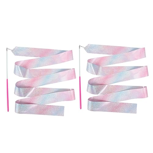 ARTSEWPLY 2 Stück -Bänder Streamer Fitnessstudio Reifen Trikots für Mädchen Gymnastikbänder tanzband Tanzband für Schleife farbiges Band durchführen Polyester Rosa von ARTSEWPLY