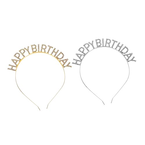 ARTSEWPLY 2 Stück Geburtstags Haarreif mit Strass Glänzendes Haarschmuck für Partys Hautfreundlich und Langlebig für Geburtstagsfeiern und Tägliches Tragen von ARTSEWPLY