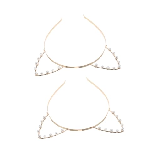 ARTSEWPLY 2 Stück Pearl Katzenohren Haarreif mit Eleganten Perlen Niedliches Stirnband für Damen Mädchen und Vielseitiges Accessoire für Fasching Halloween und Cosplay von ARTSEWPLY