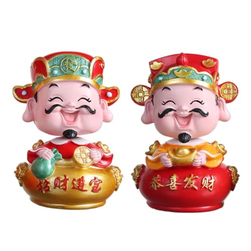 ARTSEWPLY 2 Stück Resinierte Wackelkopf-figuren Gott Des Reichtums Handgefertigte Desktop Geburtstagskuchendeko mit Traditionellem Chinesischem Design Farbecht Leicht Langlebig für Büro Auto ARTSEWPLY 2 Stück Resinierte Wackelkopf-figuren Gott Des Reichtums Handgefertigte Desktop Geburtstagskuchendeko mit Traditionellem Chinesischem Design Farbecht Leicht Langlebig für Büro Auto von ARTSEWPLY