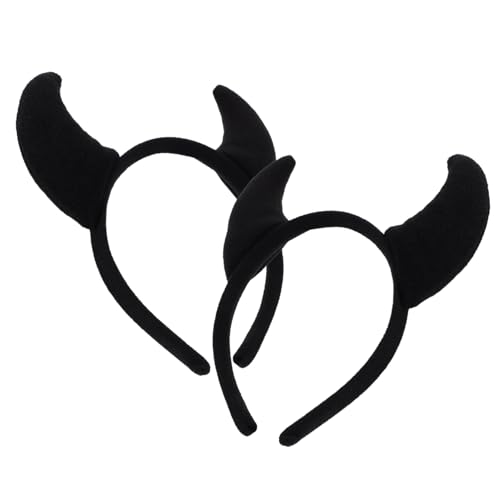 ARTSEWPLY 2 Stück Schwarze Teufelshorn Haarreifen Set Leichter Kopfschmuck für Halloween Kostüm Party Stilvolle Haarschmuck Deko für Cosplay Karneval und Fotos von ARTSEWPLY