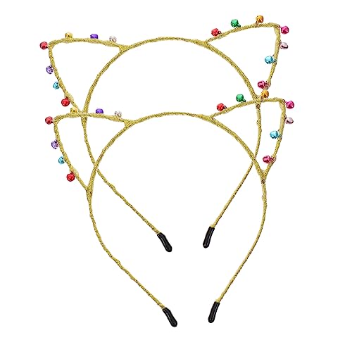 ARTSEWPLY 2 Stück Teiliges Katzenohren Haarreif mit Metallglöckchen Süßes Cosplay Haarband für Damen Modisches Party Stirnband Vielseitiges Kopf Accessoire für Karneval und Kostüme von ARTSEWPLY