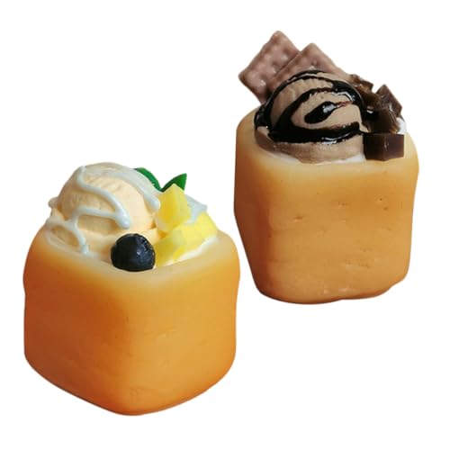 ARTSEWPLY 2 Stücke Miniatur Dessertspielzeug Mini Eiscreme Toast Puppenhaus Zubehör für Küche Detailreiche Farbige Miniatur Speisen Sicher Leicht Tragbar für Rollenspiele von ARTSEWPLY