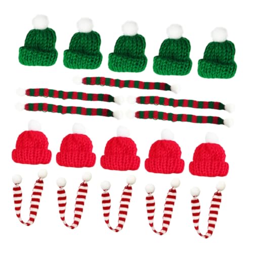 ARTSEWPLY 20 Stück Teiliges Weihnachtsmützen und Strickschal Rot Grün Handgefertigte Flaschen und Tassen Deko für Weihnachtsfeier Strapazierfähig Klassische Weihnachtsdeko Tisch und von ARTSEWPLY