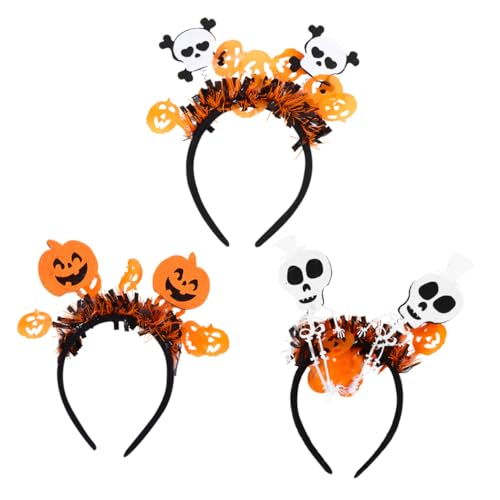 ARTSEWPLY 3 Stück Halloween Haarreif Teilig Kürbis Schädel Skelett Haarschmuck Langlebig Bequem für Cosplay Party Karneval Festtagsdeko von ARTSEWPLY