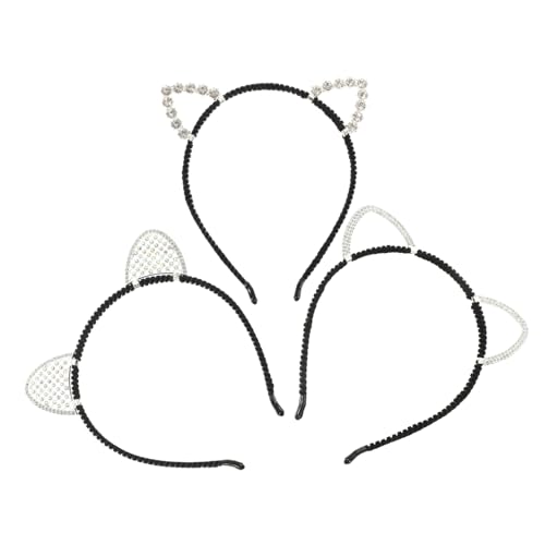 ARTSEWPLY 3 Stück Katzenohren Haarreif mit Strass Teiliges für Halloween Cosplay Tierohren Stirnband für Damen für Partys Fotografie von ARTSEWPLY