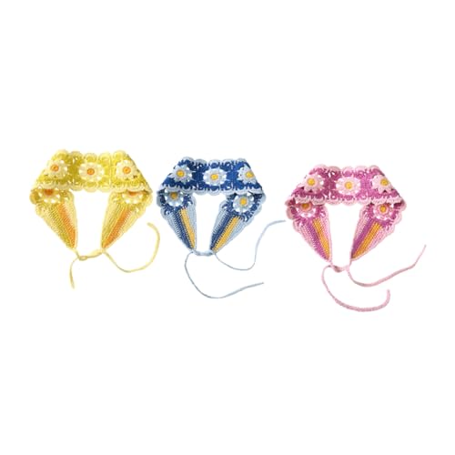 ARTSEWPLY 3 Stück Teiliges Damen Stirnband Gehäkeltes Atmungsaktives Haarband mit Blumenmuster Bequemes Kopfband für Alltag Party und Festliche Anlässe Farbige Strick Optik Gelb Blau Rosa von ARTSEWPLY