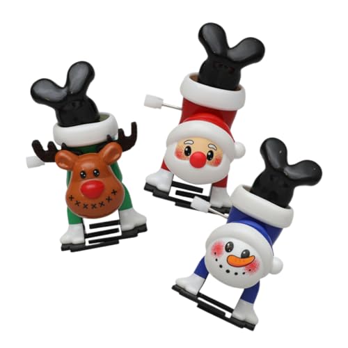 ARTSEWPLY 3 Stück Teiliges Weihnachts Aufziehspielzeug aus Robustem Material Buntes Rentier Weihnachtsmann und Schneemann Lustiges Partyspielzeug für Weihnachtsfeiern und Geschenkideen von ARTSEWPLY