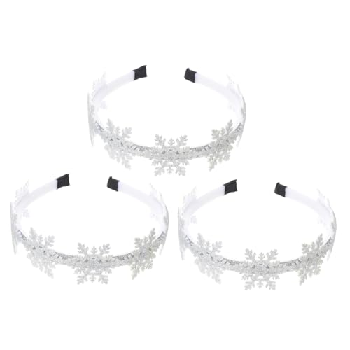ARTSEWPLY 3 Stücke Teiliges Weihnachts Schneeflocken Haarband Silberner Stirnband Kopfschmuck Festliches Xmas Party Accessoire Langlebig und Bequem für Weihnachtsfeiern und Kostüme von ARTSEWPLY