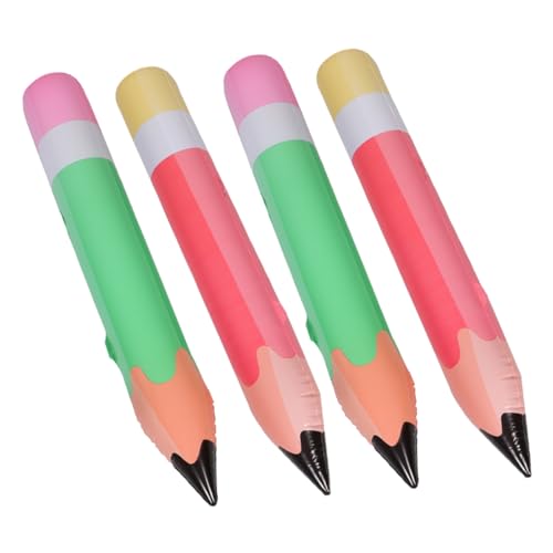 ARTSEWPLY 4 Stück Aufblasbare Bleistiftballons Riesen Bleistift Deko für Geburtstag Schulanfang und Abschlussfeier Leichte PVC Luftballons für Klassenzimmer und Partydekoration von ARTSEWPLY