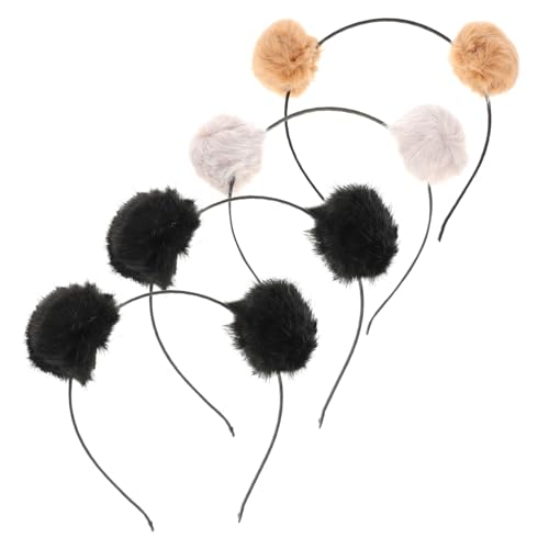 ARTSEWPLY 4 Stück Fuzzy Ball Katzenohr Haarreifen Lustiges Stirnband für Partys und Besondere Anlässe Mischstile Kopfbedeckung für Mädchen von ARTSEWPLY