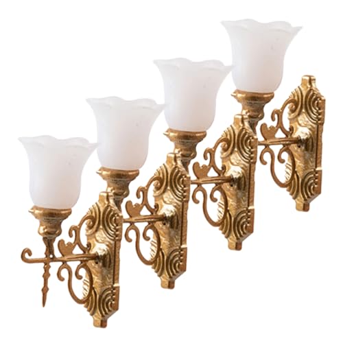 ARTSEWPLY 4 Stück Miniatur Wandlampe Weißlicht Sandtisch Deko Stilvolle Miniatur Landschaftsbeleuchtung für Puppenhaus Schreibtisch Mini Haus Dekoration Tragbar Verarbeitet von ARTSEWPLY