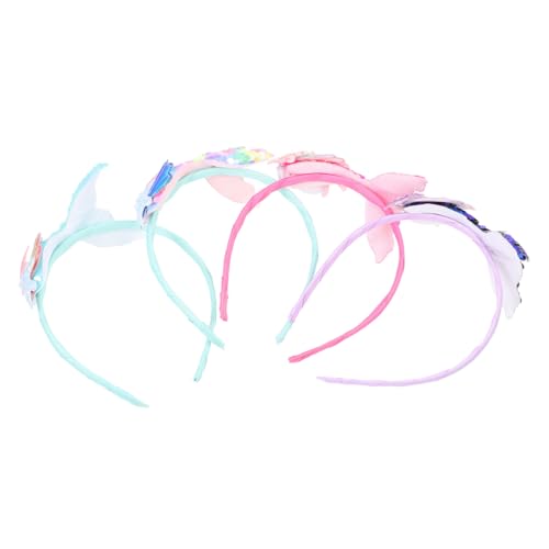 ARTSEWPLY 4 Stück Teiliges Pailletten Meerjungfrauen Stirnband Haarreif Party Haarschmuck Kopfschmuck für Kostüm Karneval Maskerade in Rosa Grün Blau von ARTSEWPLY