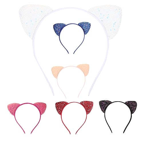 ARTSEWPLY 6 Stck Teiliges Mädchen Haarreif mit Pailletten Katzenohren Leichte Stoff Stirnbänder Candy Farben Dekorativ und Bequem für Party Cosplay und Tägliches Styling von ARTSEWPLY