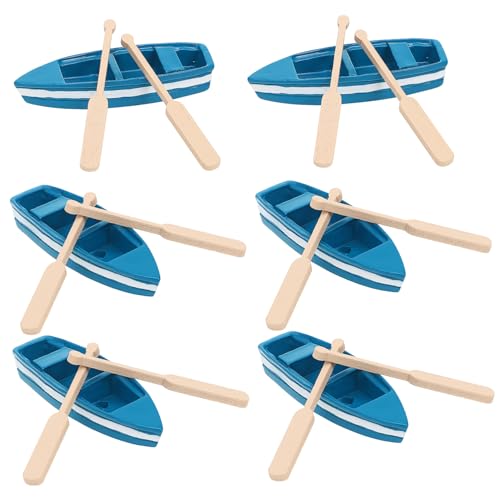 ARTSEWPLY 6 Stück Blaue Bootsornamente Miniaturen Nautische Heimdekorationen Mini Boote Bootsdekor Ruderszene Mit Küstenmotiv Kleines Fischerboot Nautische Paradedekoration von ARTSEWPLY