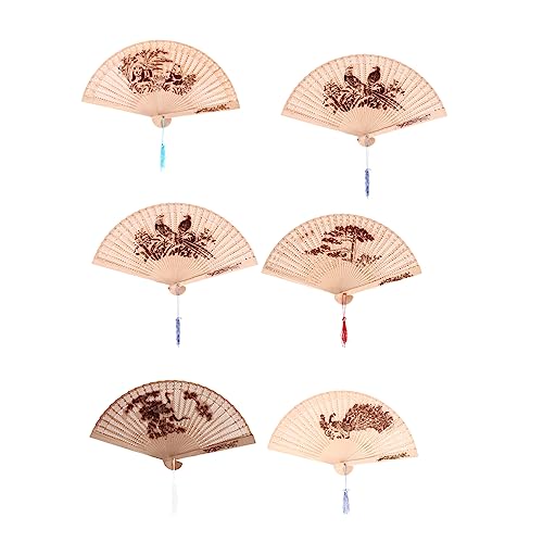 ARTSEWPLY 6 Stück Duftende Holzfächer Hochzeits Party Antikes Hochzeitsfächer Handfächer Für Hochzeitsgäste Braut Vintage Stil Faltbare Hochzeiten Retro Dekoration von ARTSEWPLY