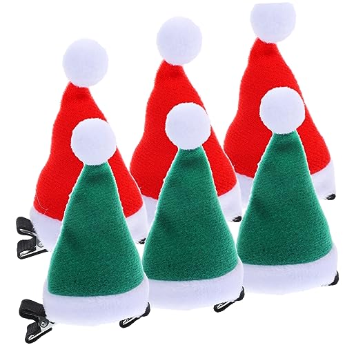 ARTSEWPLY 6 Stück Mini Weihnachtsmütze Haarklammern Rote Grüne Festliche Haaraccessoires für Damen für Weihnachten und Partys Stabil und von ARTSEWPLY