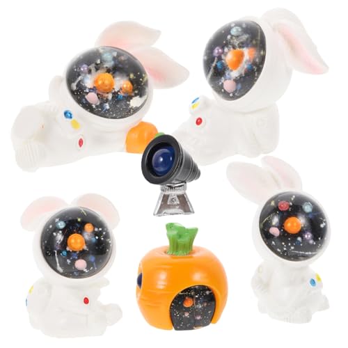 ARTSEWPLY 6 Stück Miniatur Astronaut Hasen Figuren Niedliche Resin Osterdeko Mikro Landschaft Ornament Langlebig Vielseitig für Schreibtisch Wohnzimmer Geschenkidee von ARTSEWPLY