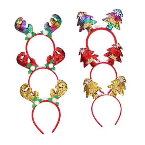 ARTSEWPLY 6 Stück Teiliges Christmas Sequin Rentier Geweih Haarreifen Leichtes Haarschmuck für Karneval Kostüm Weihnachtsfeier Fasching Party Zubehör von ARTSEWPLY