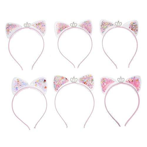 ARTSEWPLY 6 Stück Teiliges Katzenohren Haarband mit Pailletten und Glitzereffekt Leichtes Haaraccessoire Vielseitig für Karneval Halloween Geburtstags und Festtagskostüme Zufällige Farbe von ARTSEWPLY