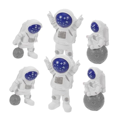 ARTSEWPLY 6 Stück Teiliges Mini Astronaut Tortendeko aus Harz Detailreiche Weltraumfiguren für Jungen Space Party Vielseitige Geburtstagstisch Deko Wiederverwendbare Mini Desktop Ornamente von ARTSEWPLY