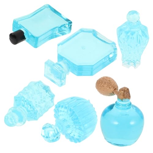 ARTSEWPLY 6 Stück Teiliges Miniatur Parfümflaschen aus Resin Lebensechte Miniaturflakons in Leuchtendem Saphirblau Kleine Figuren als Puppenhaus Zubehör Langlebig und Pflegeleicht Stilvolle von ARTSEWPLY