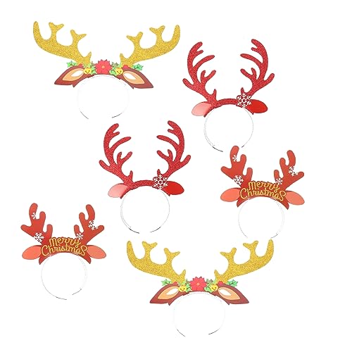 ARTSEWPLY 6 Stück Teiliges Weihnachts Haarreif Rentiergeweih aus Hochwertigem Papier Langlebig und Handgefertigt Passend für Erwachsene für Weihnachtsfeiern Karneval und Kostümfeste von ARTSEWPLY