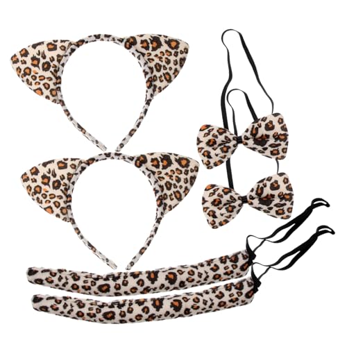 ARTSEWPLY 6Stücke Katzenohren Kostümset Teiliges Tier Zubehör mit Stirnband Fliege für Fasching Halloween Mottopartys für Erwachsene Leopardmuster Design ARTSEWPLY 6Stücke Katzenohren Kostümset Teiliges Tier Zubehör mit Stirnband Fliege für Fasching Halloween Mottopartys für Erwachsene Leopardmuster Design von ARTSEWPLY